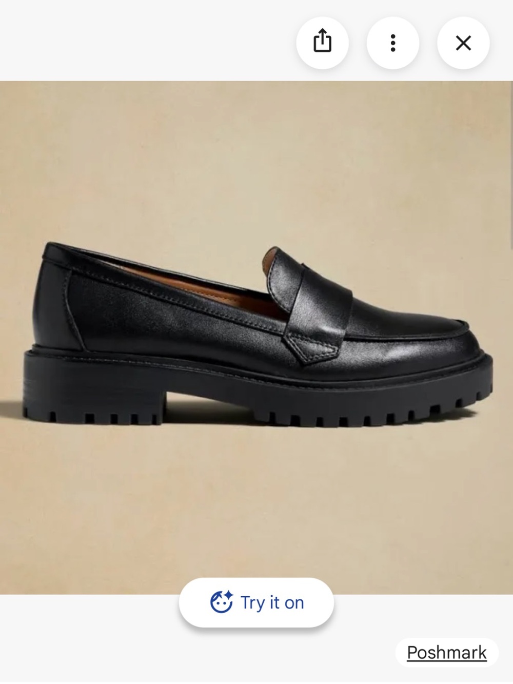 Banana Republic Black Leather Lug Sole Loafers